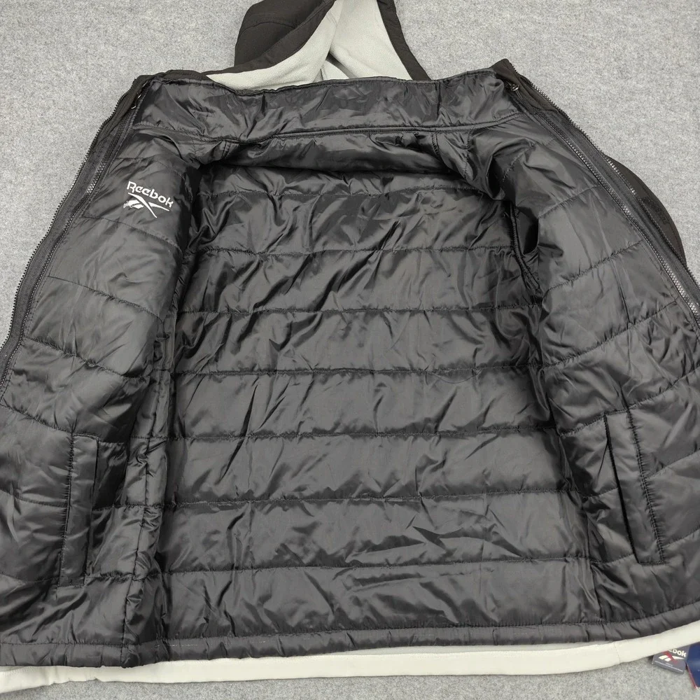 Reebok Jacket Mens Medium Black Gray 3-in-1 Hooded‎ Soft Shell Insulated Parka